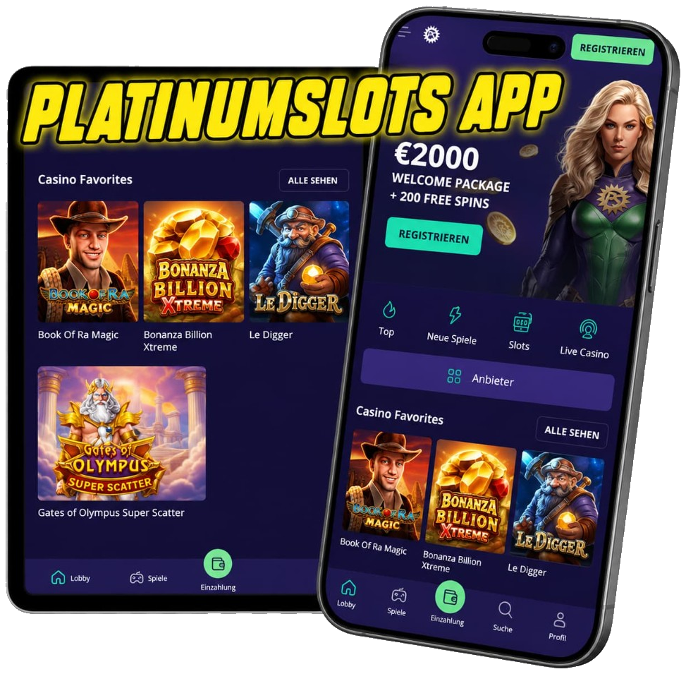 Platinumslots App auf Tablet und Smartphone